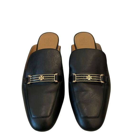 TORY BURCH Black Leather Slip-On Loafer Mules US 8.5 EU 39 - Picture 12 of 16